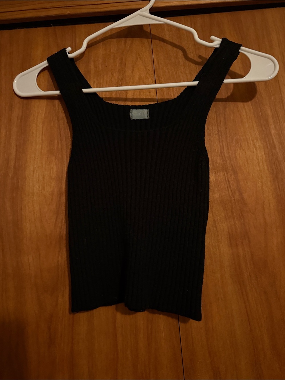Brandy Melville Black Ribbed Square-Neck Tank